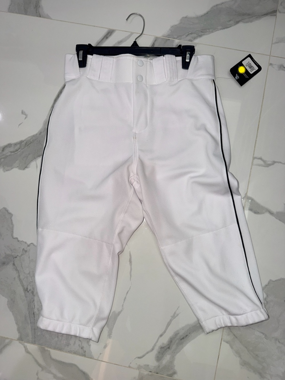 Boys White Baseball Knickers with Black Piping